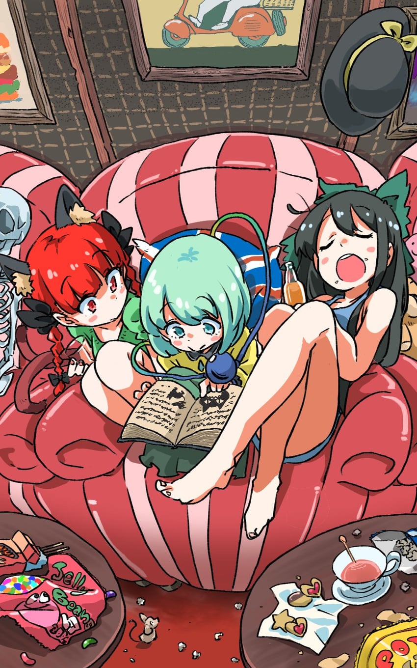 komeiji koishi, kaenbyou rin, and reiuji utsuho (touhou) drawn by zk_(zk_gundan)