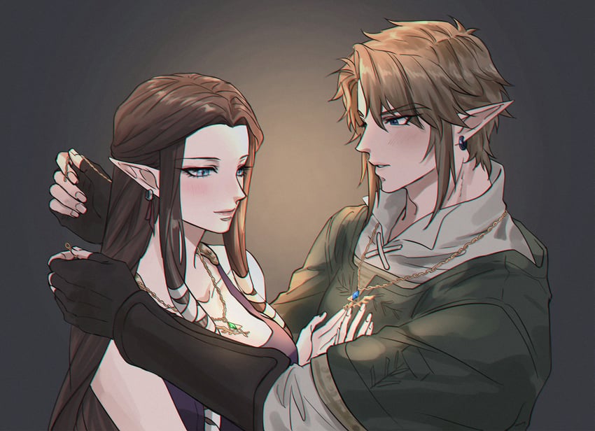 link and princess zelda (the legend of zelda and 1 more) drawn by kurokawa_karasu