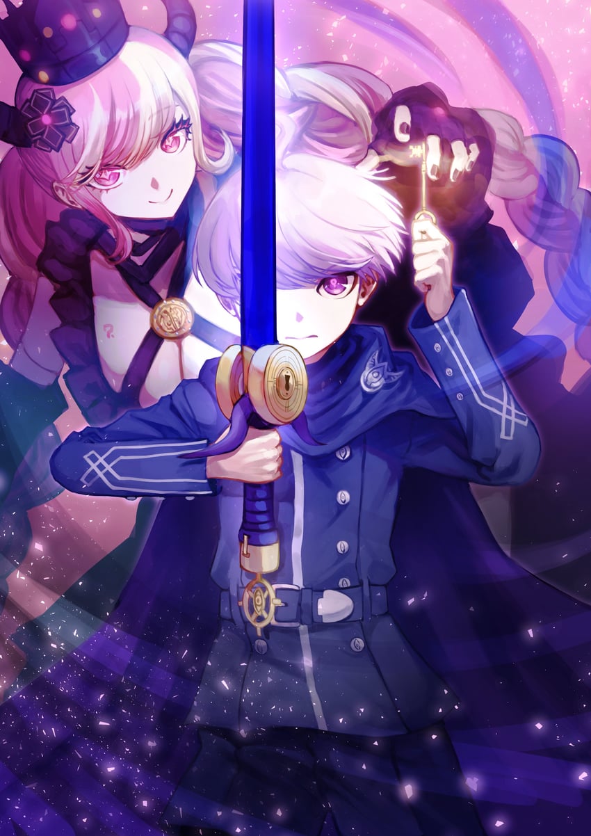 shinigami and yuma kokohead (master detective archives: rain code) drawn by irota