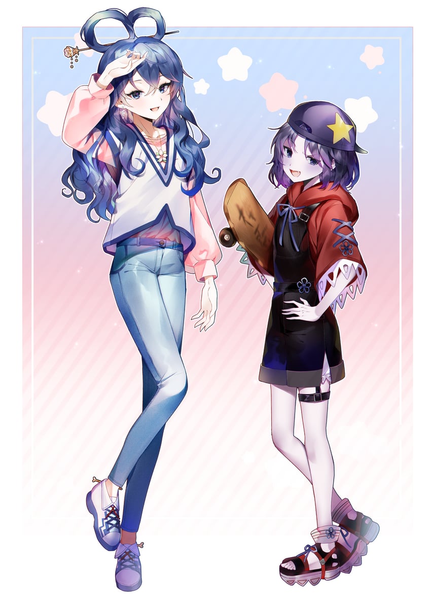kaku seiga and miyako yoshika (touhou) drawn by it_po_(sss_cmy)