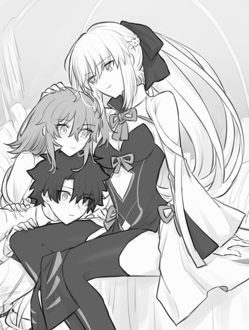 fujimaru ritsuka and morgan le fay (fate and 1 more) drawn by yukihara_sbgd