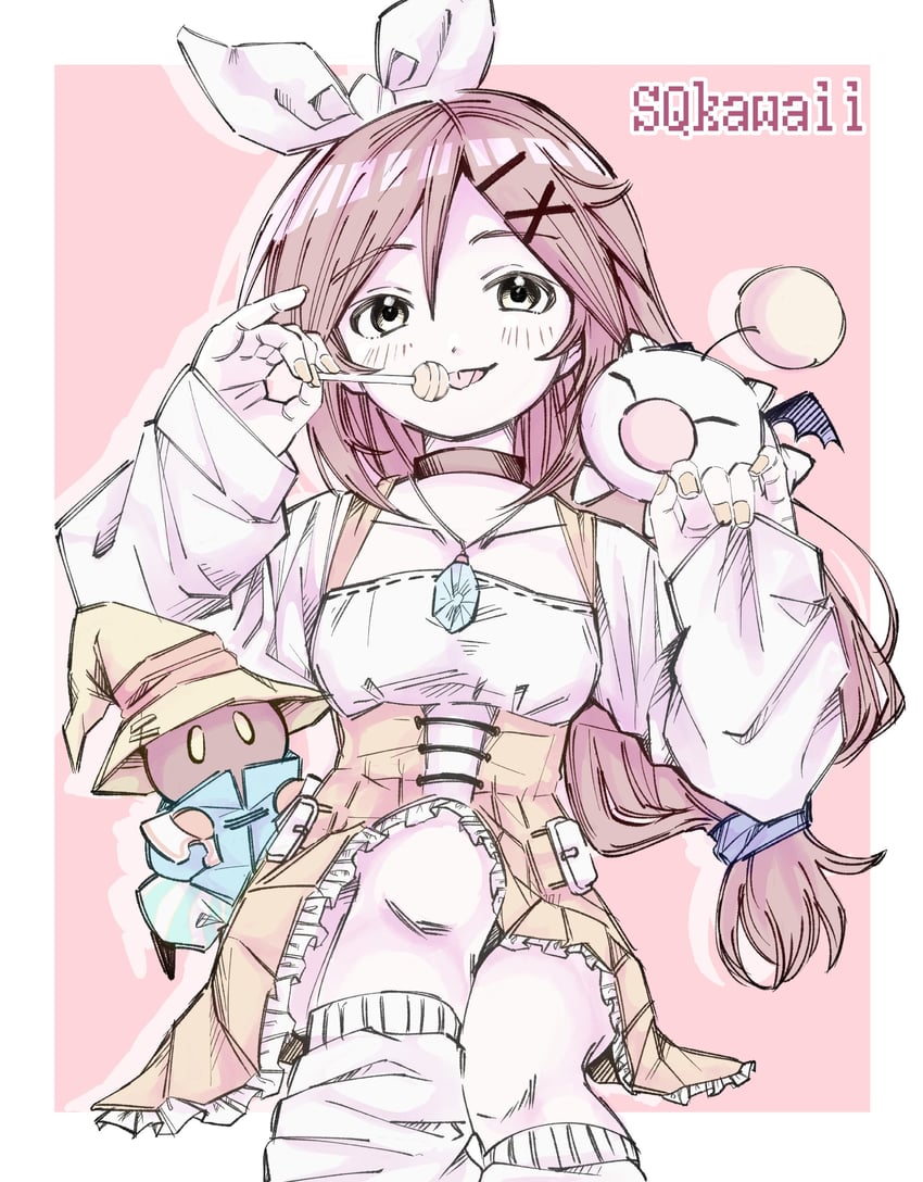 aerith gainsborough, moogle, garnet til alexandros xvii, and vivi ornitier (final fantasy and 1 more) drawn by temo_(te_mo)