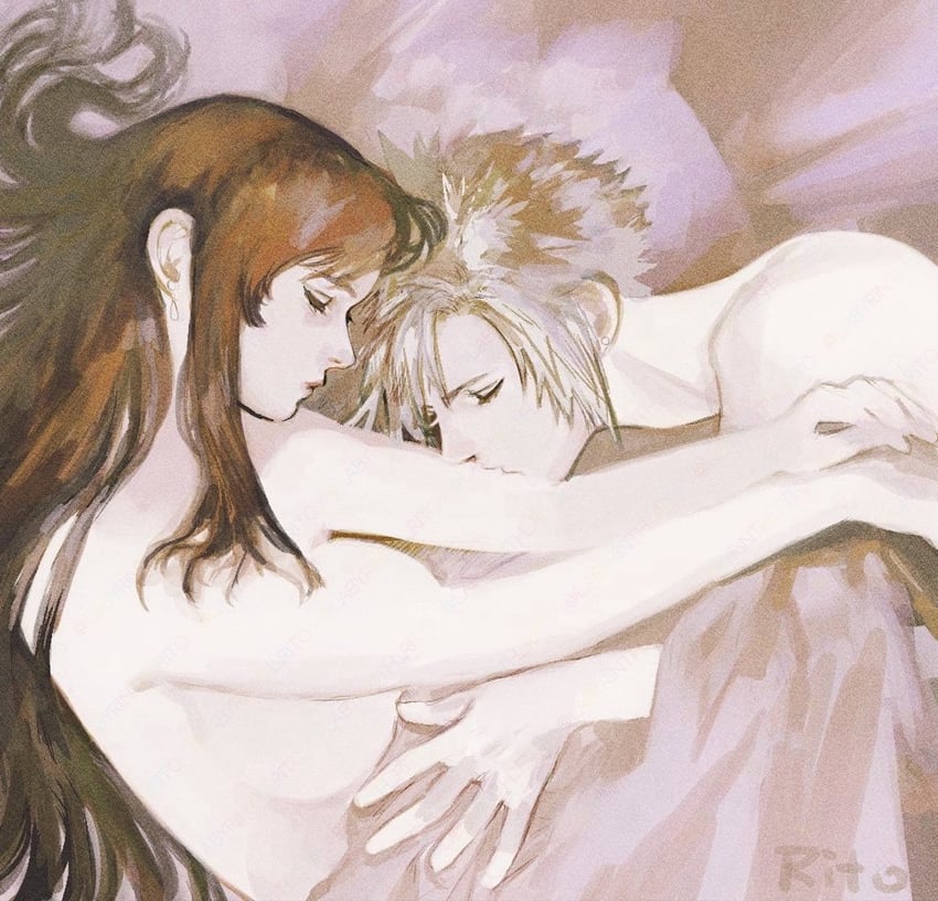 tifa lockhart and cloud strife (final fantasy and 1 more) drawn by tori_(labyrinth_fft)