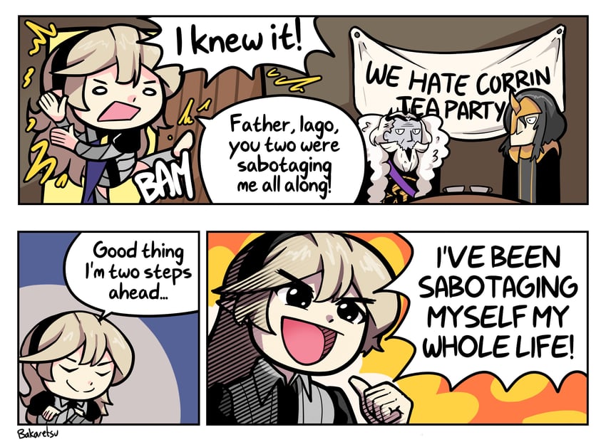 female corrin, garon, and iago (fire emblem and 1 more) drawn by bakaretsu