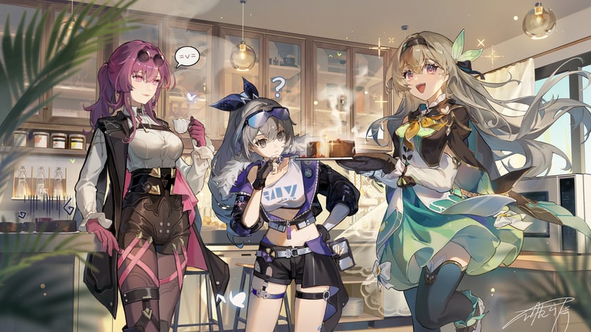 firefly, kafka, and silver wolf (honkai and 1 more) drawn by asona