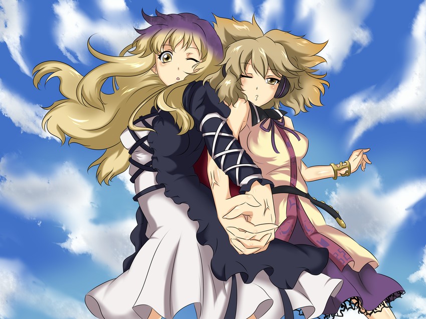 hijiri byakuren and toyosatomimi no miko (touhou and 2 more) drawn by harubi