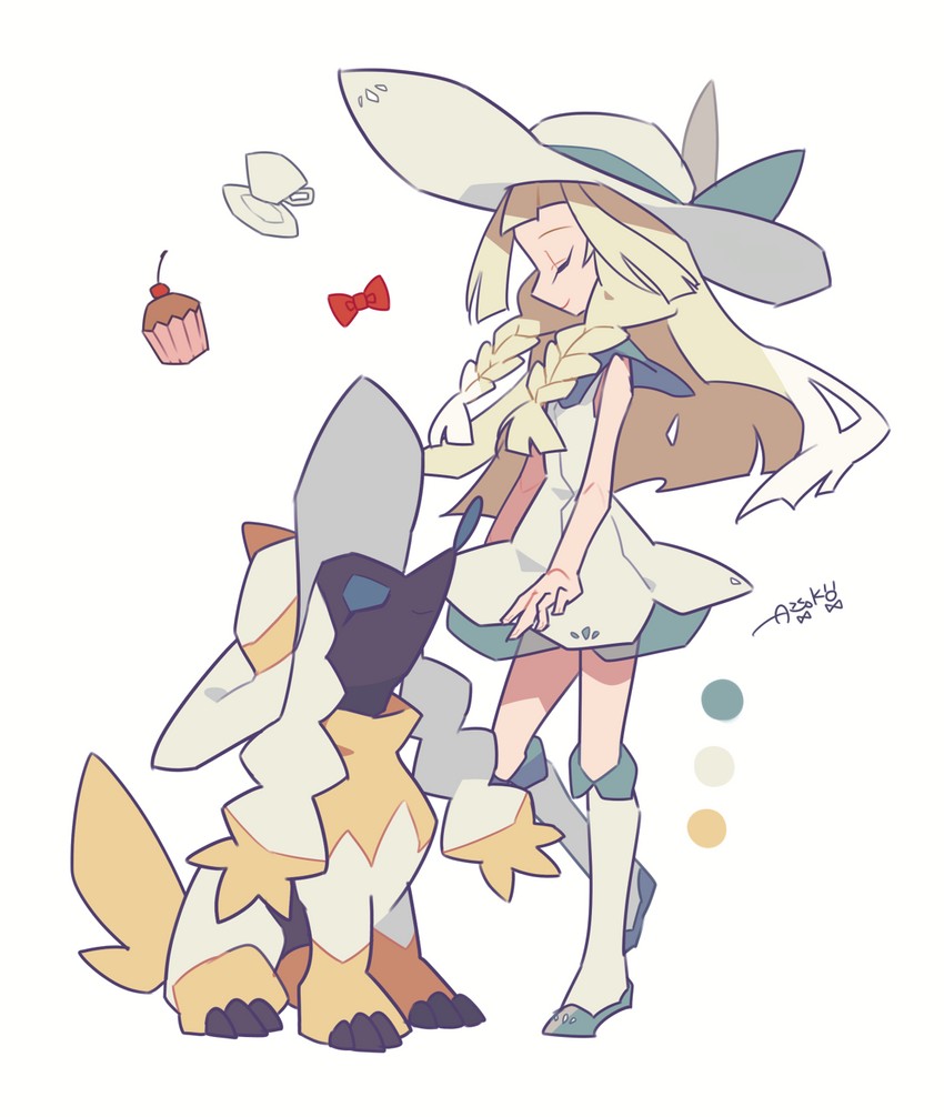 lillie and furfrou (pokemon and 1 more) drawn by auko