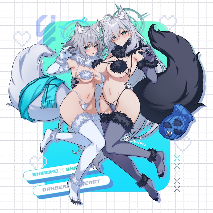 mash kyrielight, shiroko, and shiroko terror (fate and 2 more) drawn by nolmo