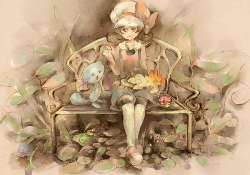 lyra, cyndaquil, wooper, oddish, and jumpluff (pokemon and 1 more)