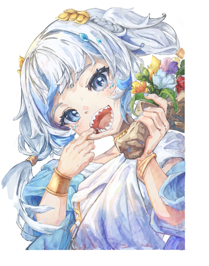 gawr gura (hololive and 1 more) drawn by maskcat