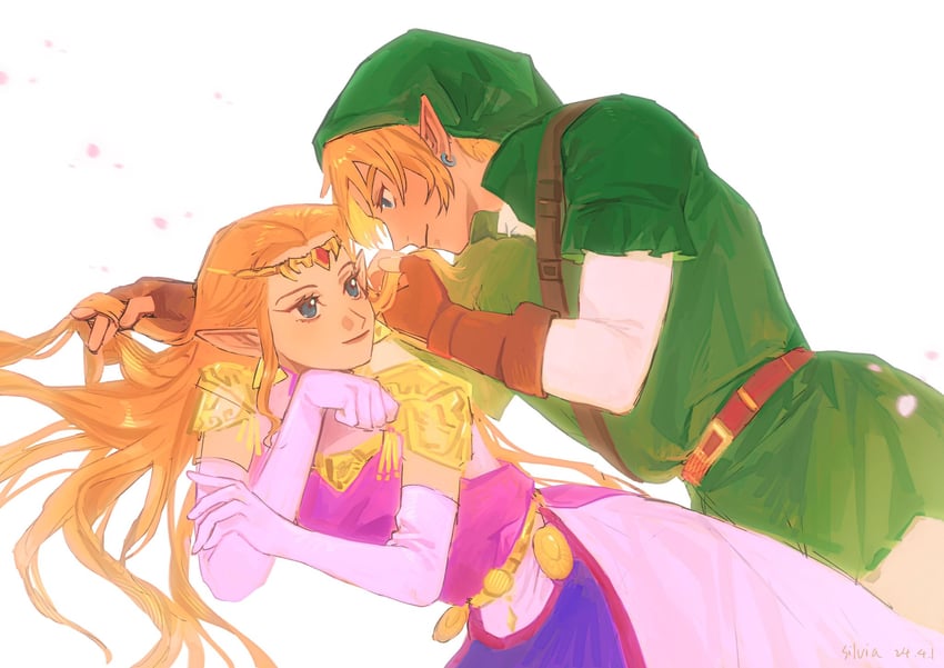 link and princess zelda (the legend of zelda and 1 more) drawn by yushx31
