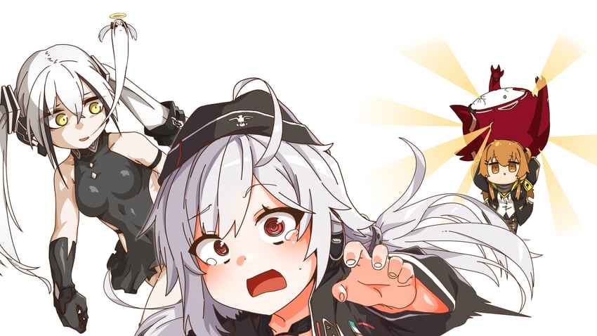 ump9, destroyer, c96, and goliath (girls' frontline) drawn by myon2