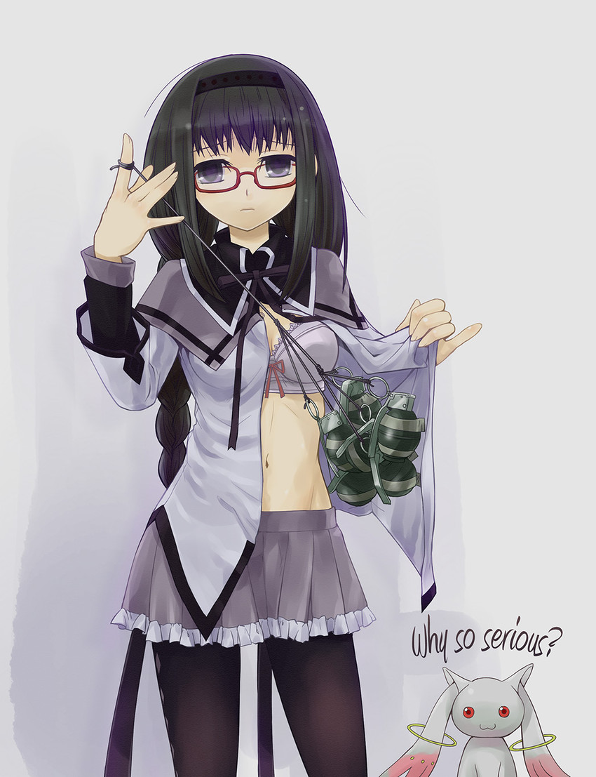 akemi homura and kyubey (mahou shoujo madoka magica and 3 more) drawn by mk_(mod0)