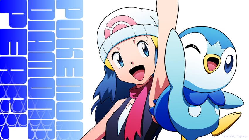 dawn and piplup (pokemon and 1 more) drawn by kuroki_shigewo