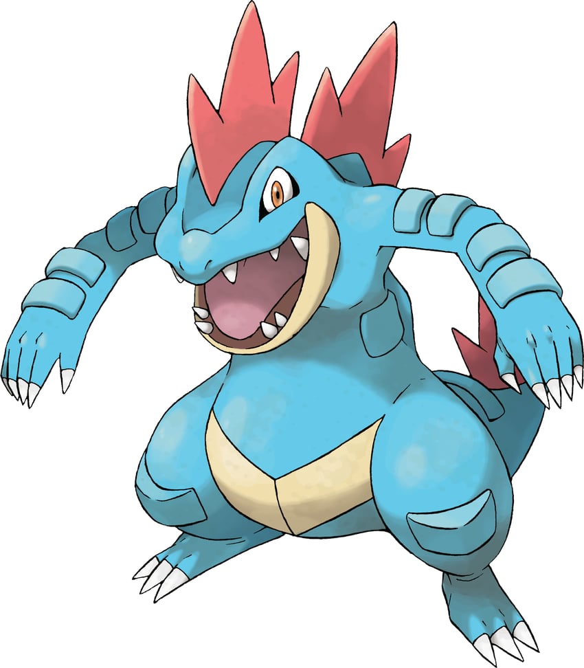 feraligatr (pokemon and 1 more) drawn by sugimori_ken
