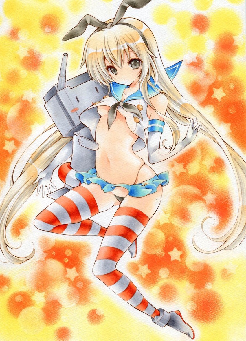 shimakaze and rensouhou-chan (kantai collection) drawn by izumo_neko