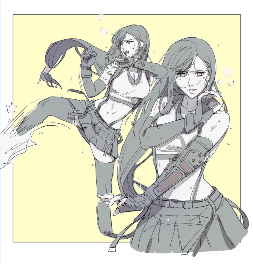 tifa lockhart (final fantasy and 2 more) drawn by pudelmudel