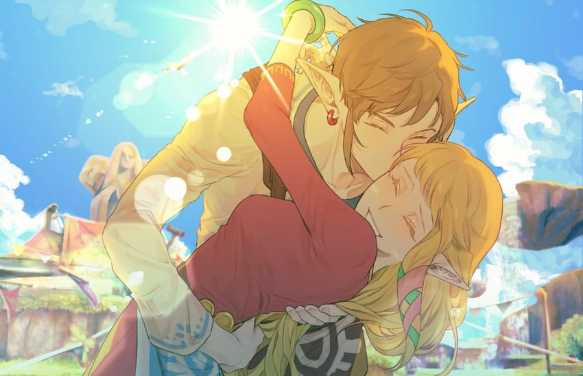 link and princess zelda (the legend of zelda and 1 more) drawn by pu_hegg