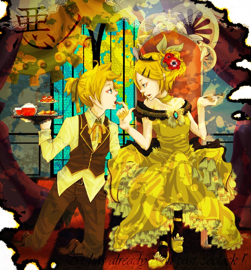 kagamine rin, kagamine len, riliane lucifen d'autriche, and allen avadonia (vocaloid and 2 more) drawn by minami373