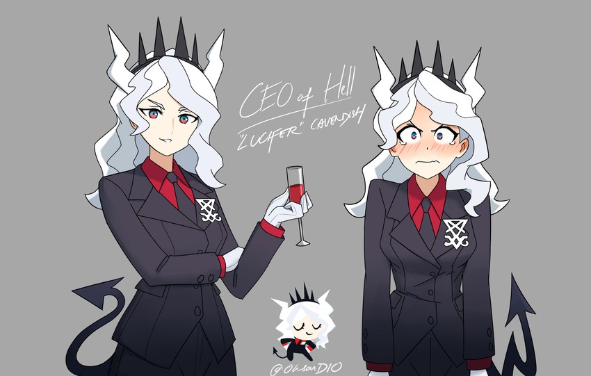 lucifer and diana cavendish (helltaker and 1 more) drawn by diooksan