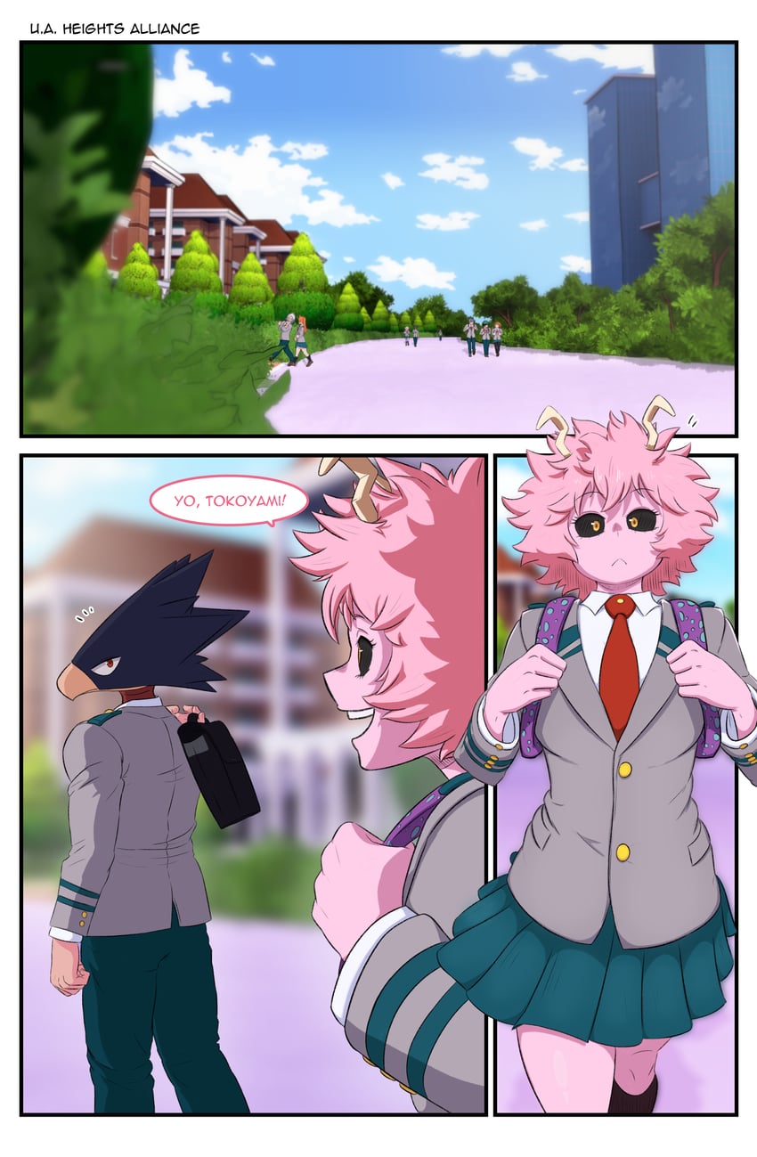 midoriya izuku, uraraka ochaco, ashido mina, iida tenya, tokoyami fumikage, and 2 more (boku no hero academia) drawn by greatm8