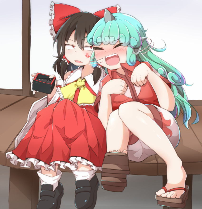 hakurei reimu and komano aunn (touhou) drawn by hiro_(pqtks113)