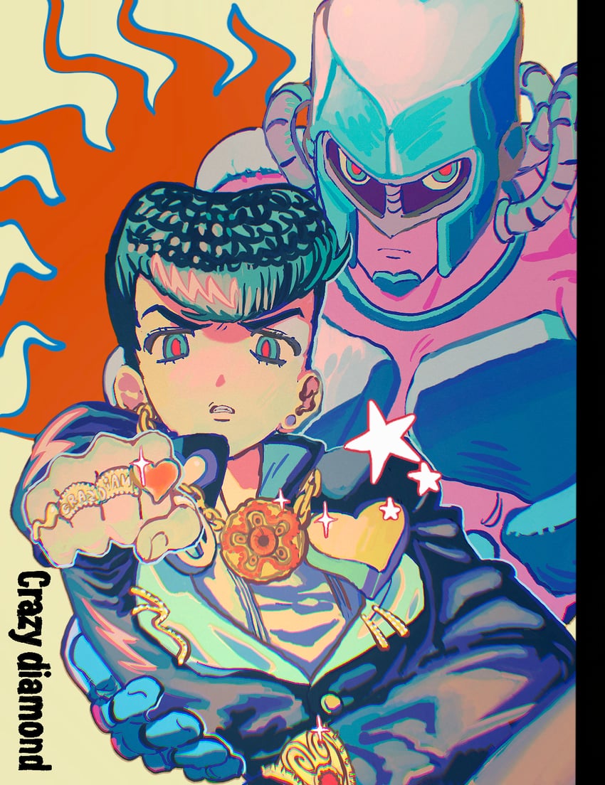 higashikata josuke and crazy diamond (jojo no kimyou na bouken and 1 more) drawn by tami_tome_mo