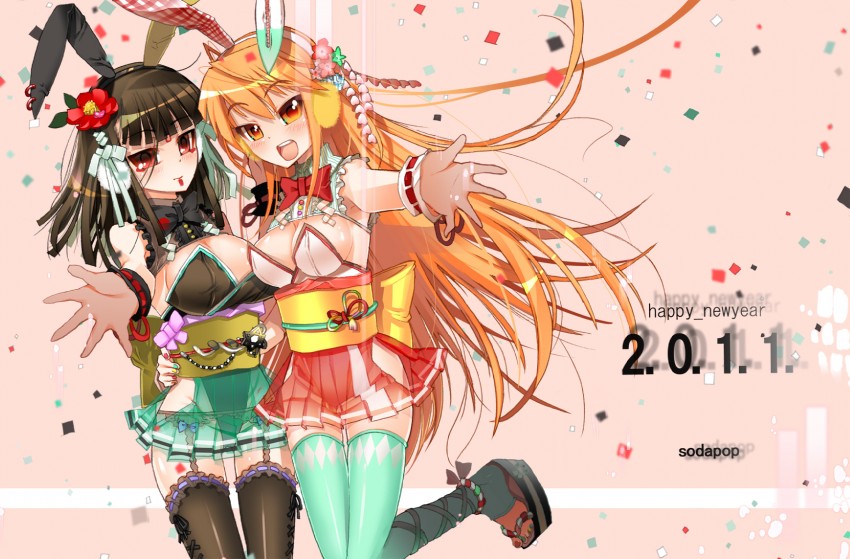 hinazuki ririna and umegiri iroha (bemani and 1 more) drawn by himitsu_(iemaki)