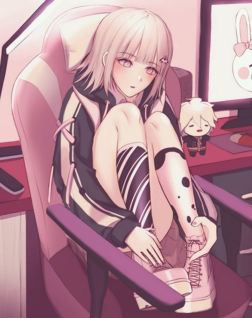 nanami chiaki, komaeda nagito, usami, and servant (danganronpa and 3 more) drawn by kkochmeli