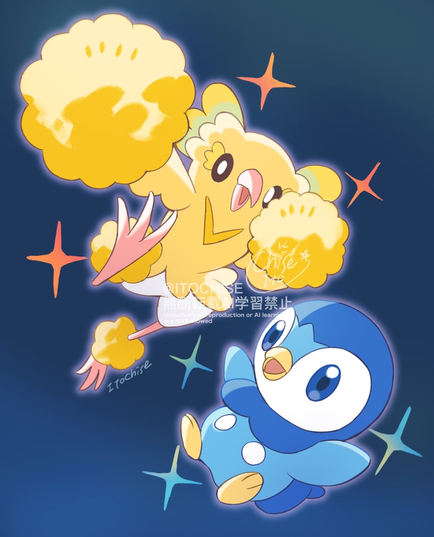 piplup and oricorio (pokemon) drawn by orange_(orangelv20)