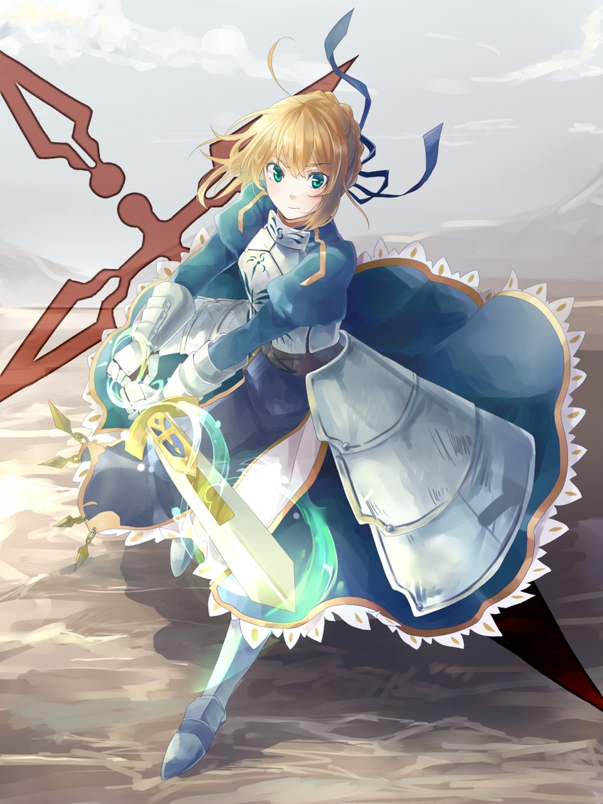 artoria pendragon and saber (fate and 1 more) drawn by lunica