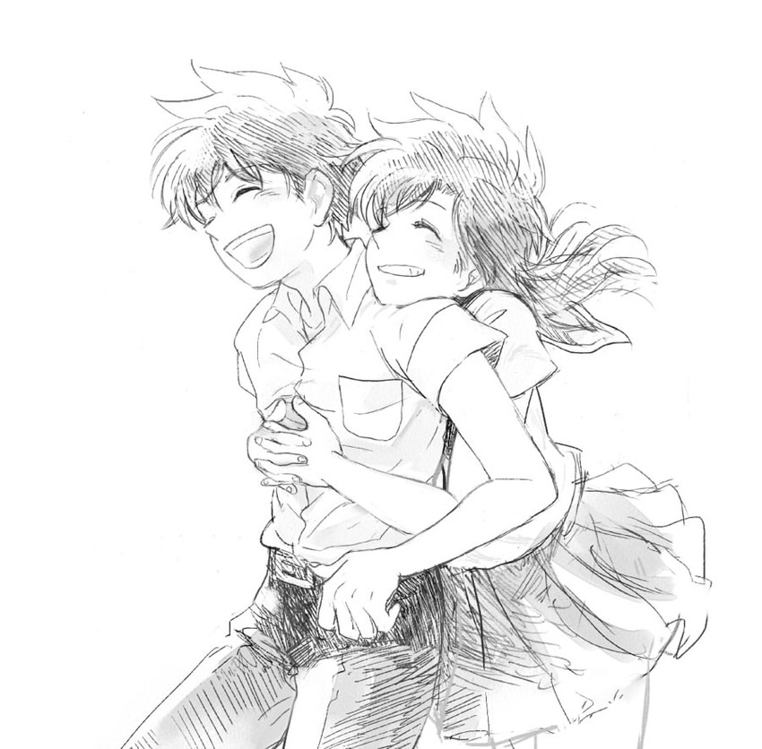 kuroba kaito and nakamori aoko (meitantei conan and 1 more) drawn by ajikazu