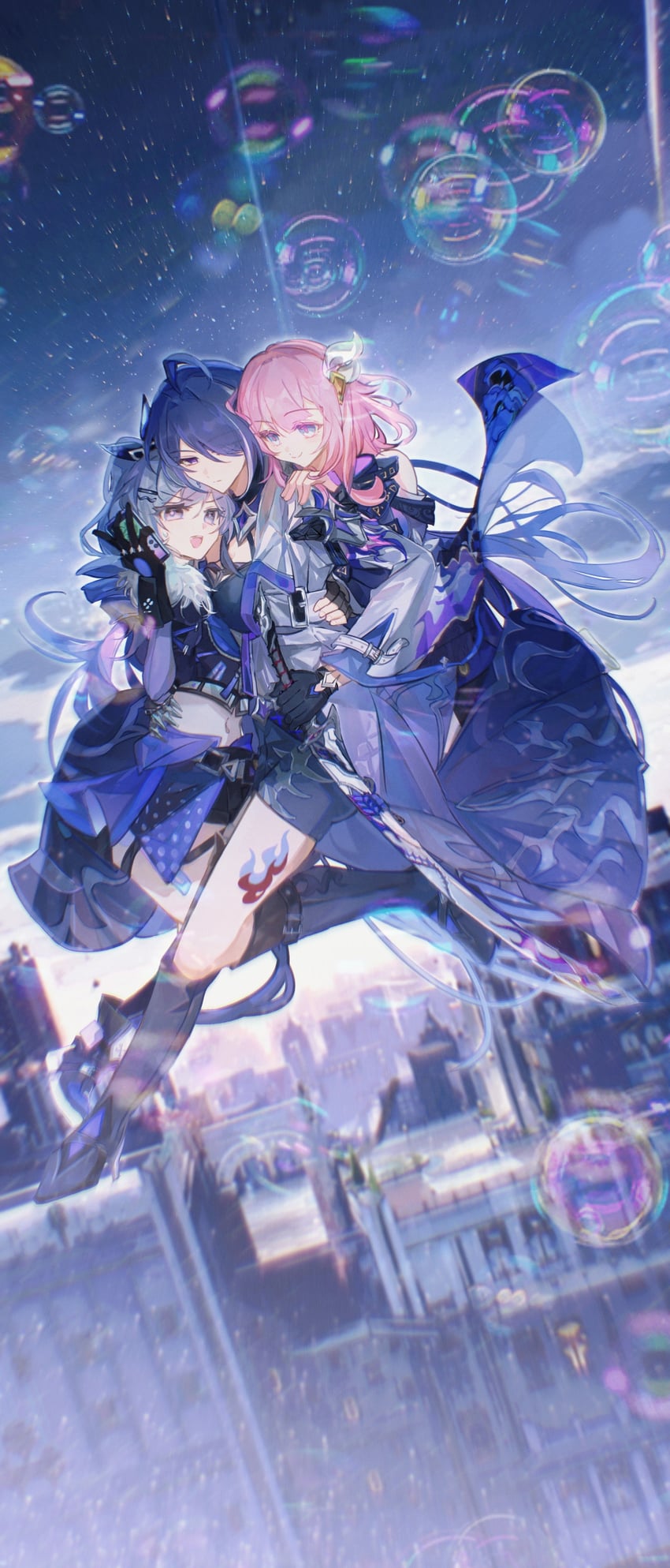 acheron, silver wolf, and cyrene (honkai and 1 more) drawn by qieazhibingjiling