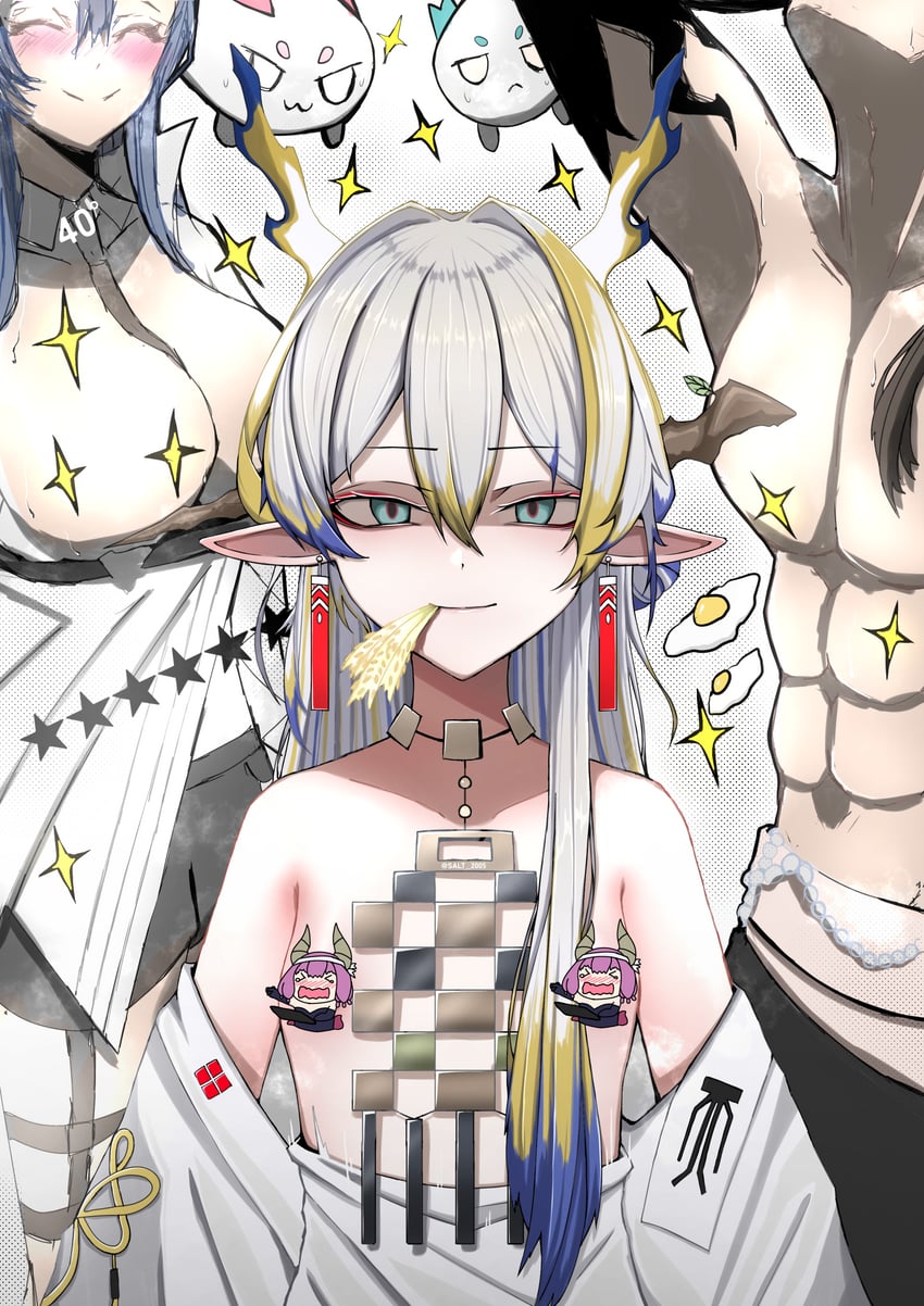 shu, dusk, nian, ling, chongyue, and 1 more (arknights and 1 more) drawn by isacc_2005