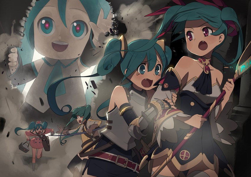 hatsune miku and mikudayo (vocaloid) drawn by kamo_kamen