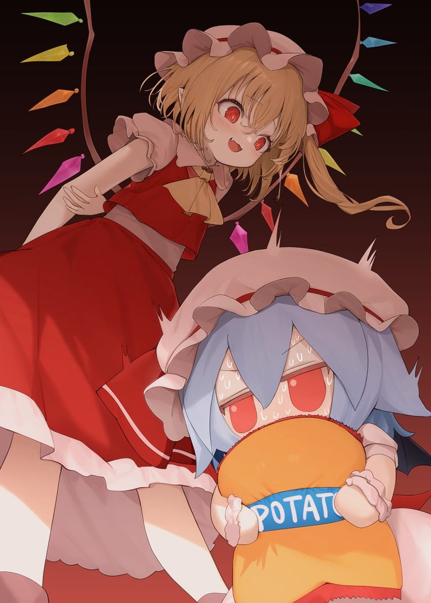 remilia scarlet and flandre scarlet (touhou) drawn by mikan_(manmarumikan)