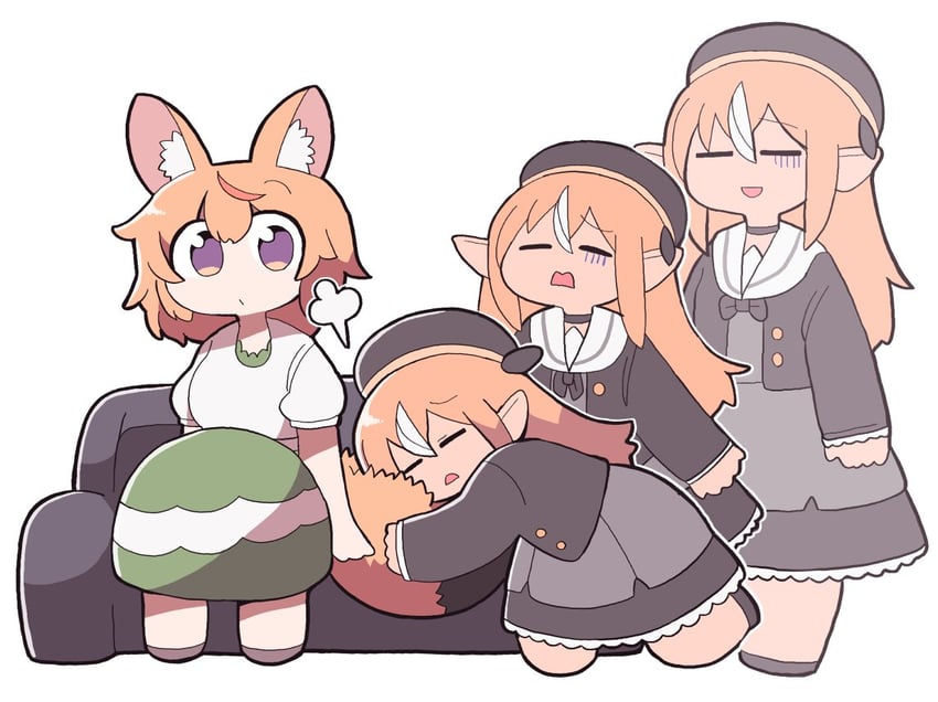 shiranui flare and omaru polka (hololive) drawn by kakuzatou_(koruneriusu)