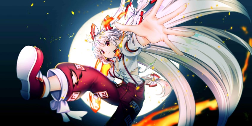 fujiwara no mokou (touhou and 1 more) drawn by rotte_(1109)