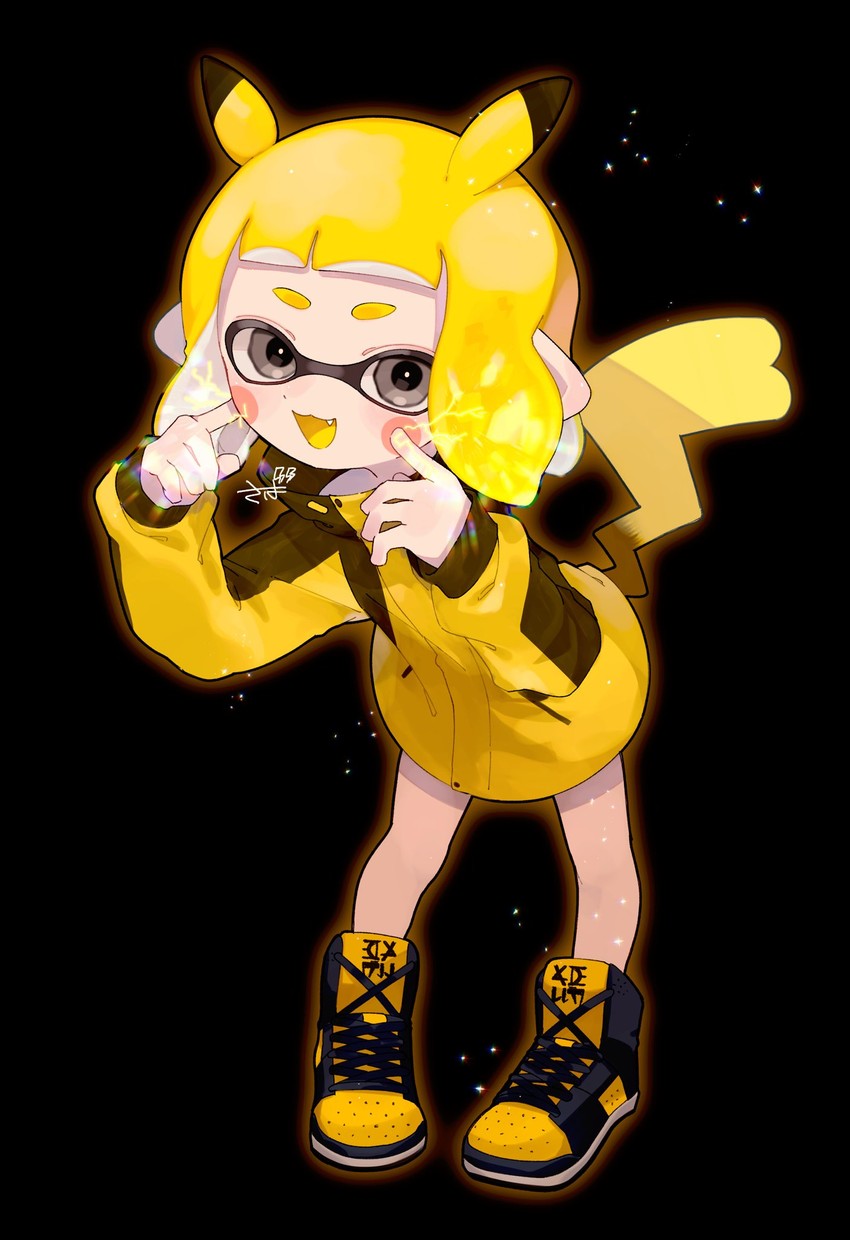 inkling player character, pikachu, and inkling girl (pokemon and 1 more) drawn by sabata_saba