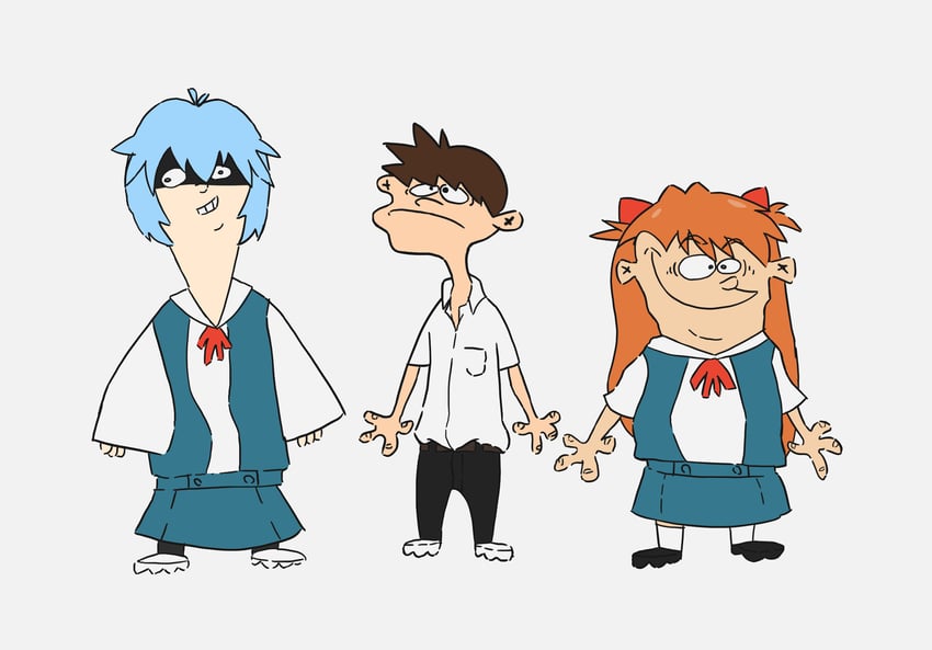 souryuu asuka langley, ayanami rei, ikari shinji, edd, ed, and 1 more (neon genesis evangelion and 1 more) drawn by chimeraenvy
