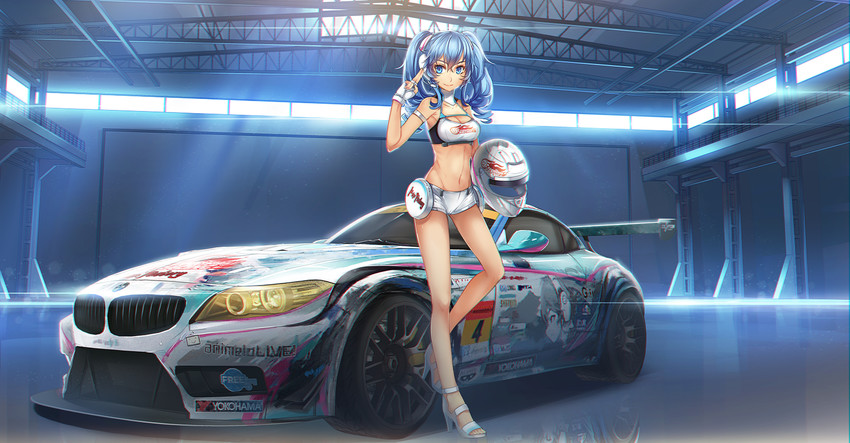 hatsune miku and racing miku (vocaloid and 3 more) drawn by erich