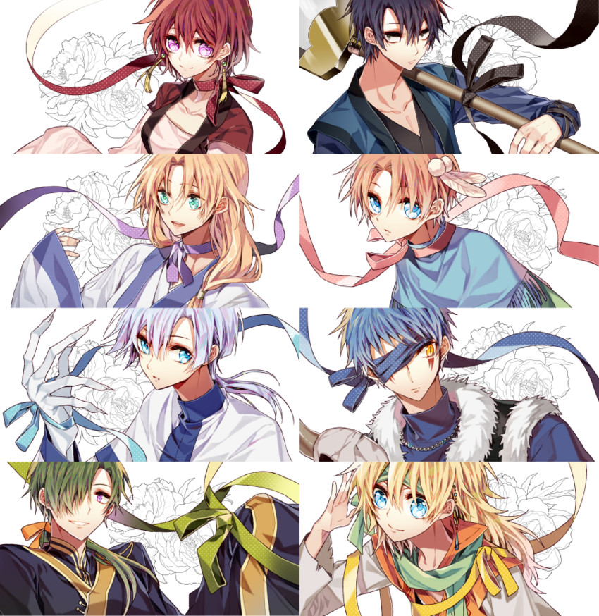 yona, hak, shin-ah, soo-won, zeno, and 3 more (akatsuki no yona) drawn by sapphire_(nine)