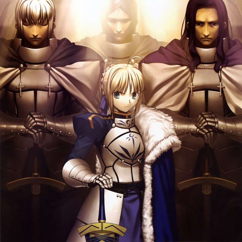 artoria pendragon, saber, bedivere, and lancelot (fate and 1 more) drawn by takeuchi_takashi
