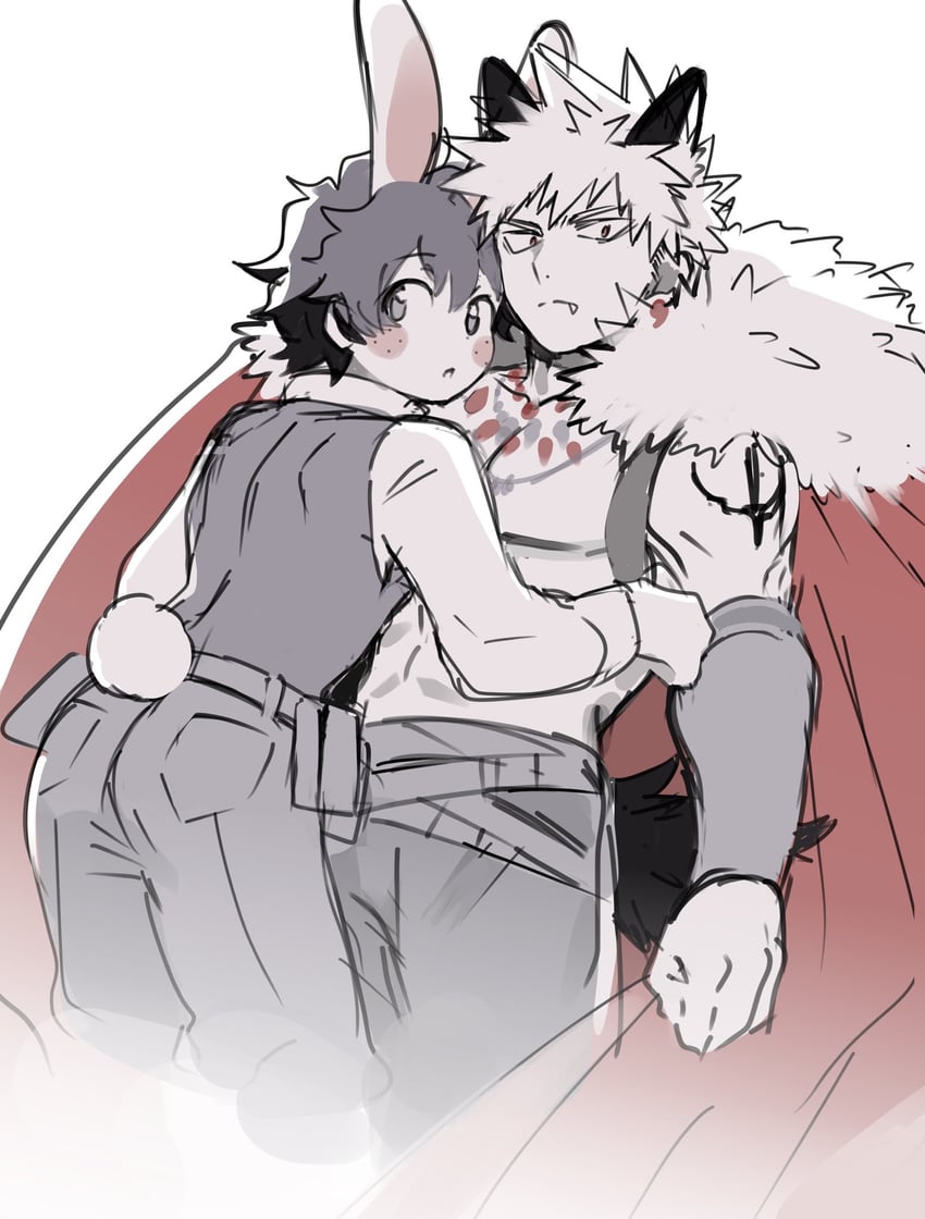 midoriya izuku and bakugou katsuki (boku no hero academia) drawn by nugunasutu