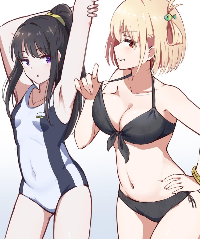 nishikigi chisato and inoue takina (lycoris recoil) drawn by hyoe_(hachiechi)