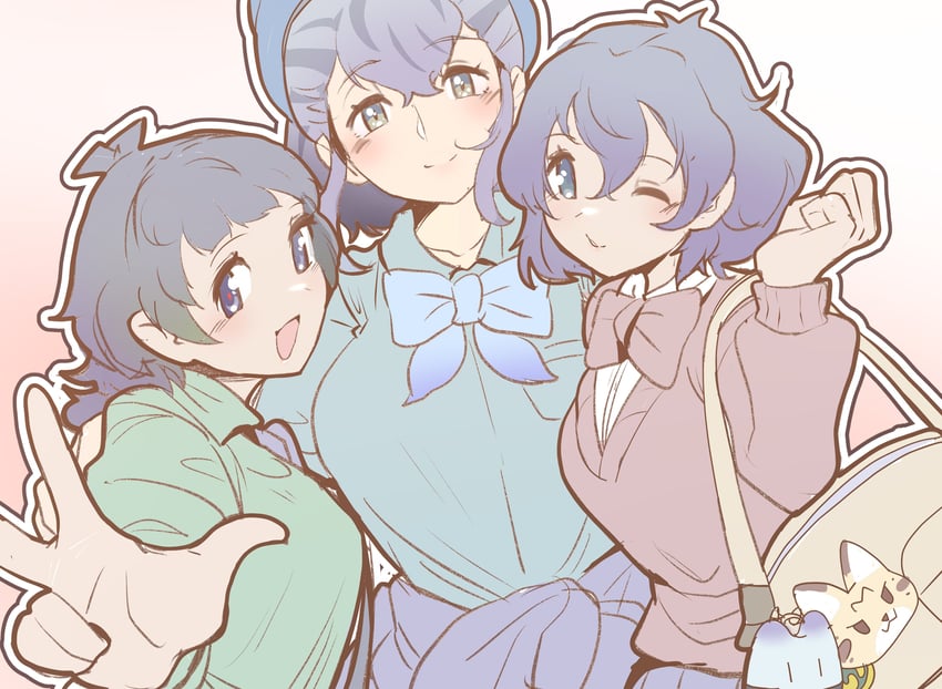 serval, kaban, lucky beast, kyururu, and hikari (kemono friends and 2 more) drawn by riri_(dgra3272)