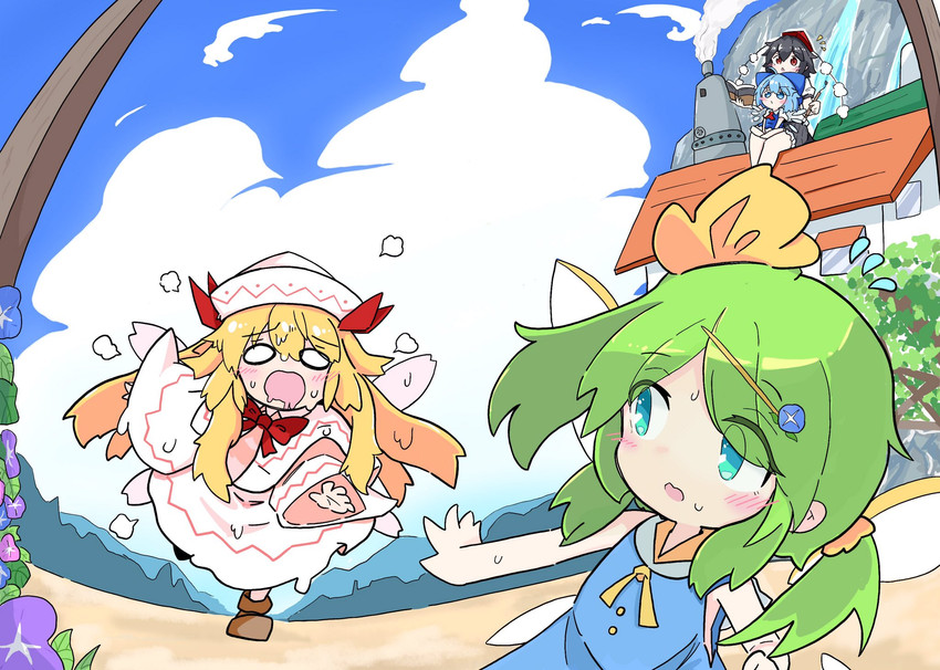cirno, shameimaru aya, daiyousei, and lily white (touhou) drawn by tatutaniyuuto
