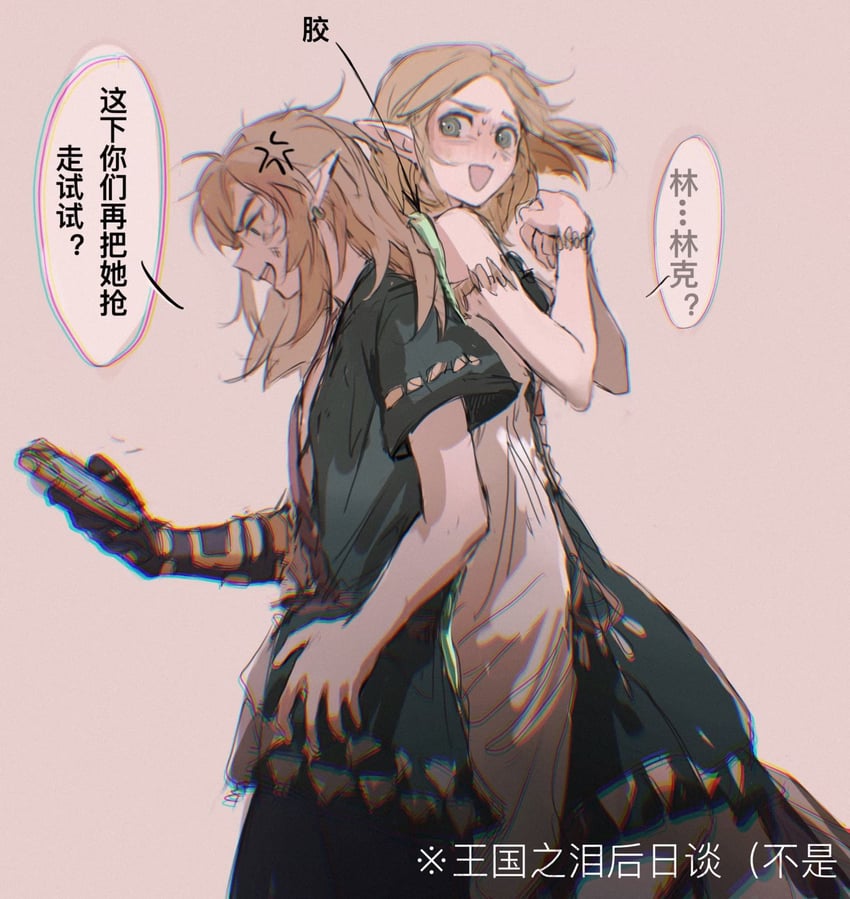 link and princess zelda (the legend of zelda and 1 more) drawn by ji_yuyun