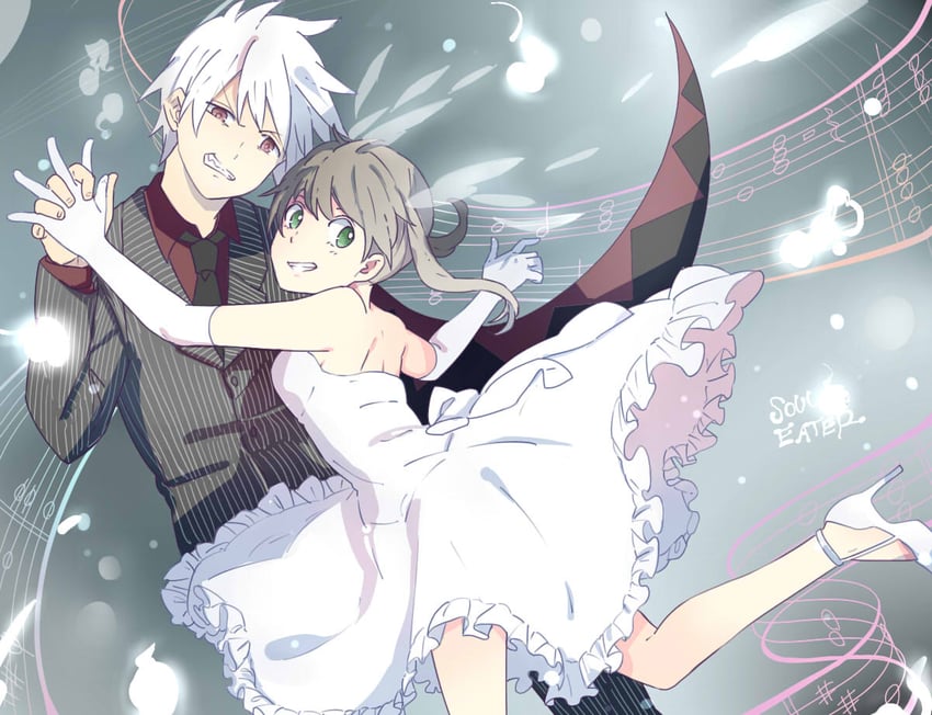 maka albarn and soul evans (soul eater) drawn by otojirou