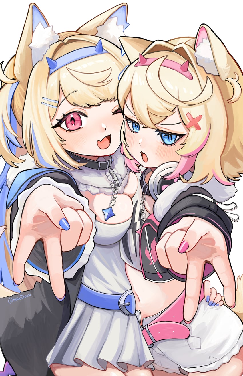 fuwawa abyssgard and mococo abyssgard (hololive and 1 more) drawn by shibedraws